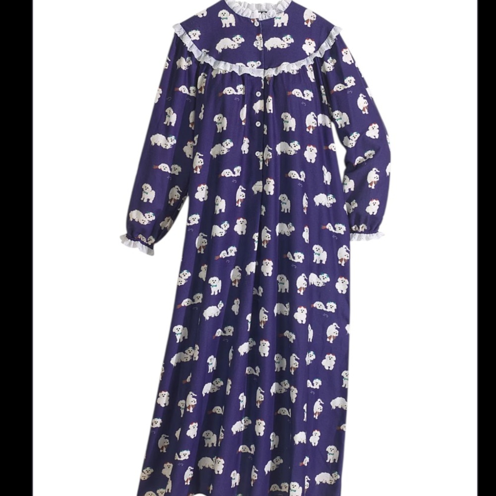 Lanz of Salzburg XS Blue Maltese
Dog Print Cotton Flannel Nightgown
NWT